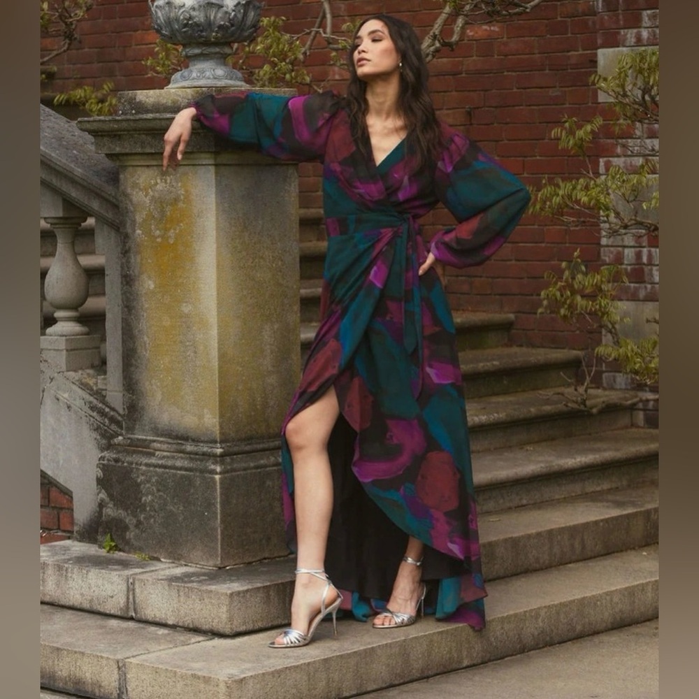 Hutch Bridge dress Teal & Magenta Floral Wrap - Picture 2 of 15